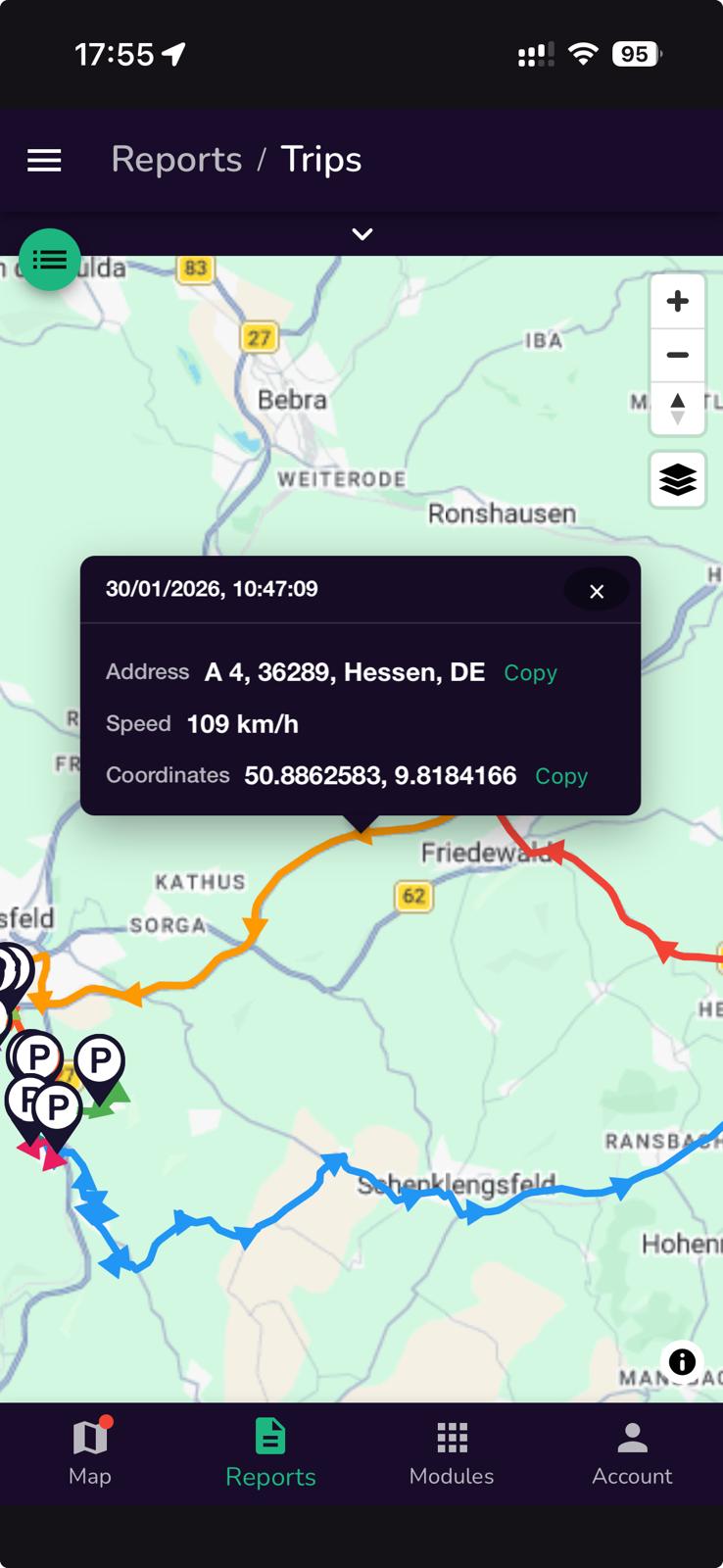 enovGPS App - Route Reports